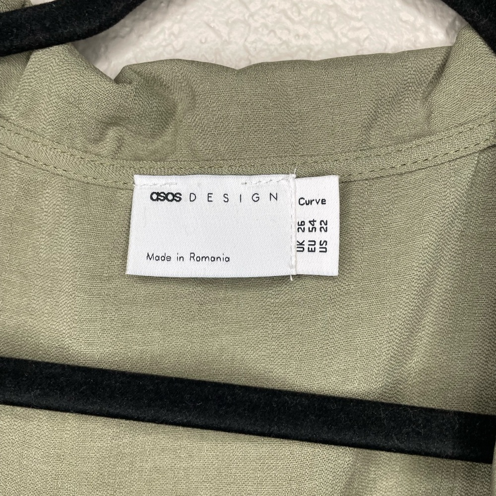 Asos Design Curve Collared Wrap Blouse In Khaki - image 7